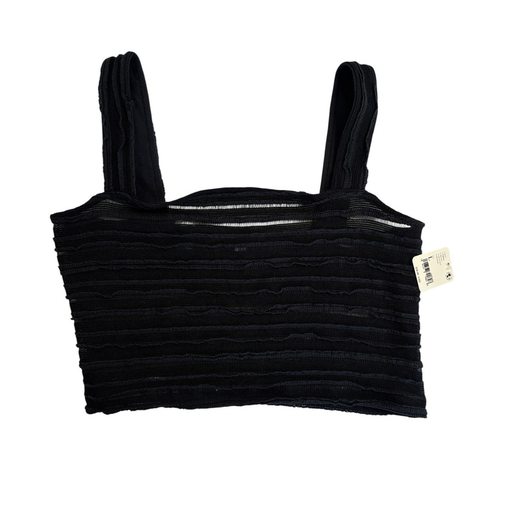 Free People Black Crop Tank Sleeveless Top NWT L‎